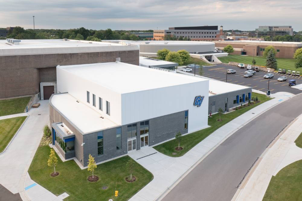 Fieldhouse aerial view after 2023 renovation, the Laker Academic Success Center is in the basement of the Fieldhouse